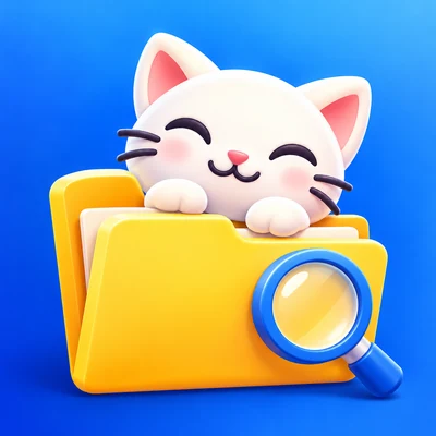 키티 익스플로러 고양이와 노란 폴더 앱 아이콘
